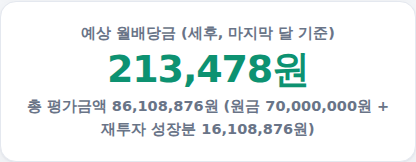 예상 월배당금 결과 화면